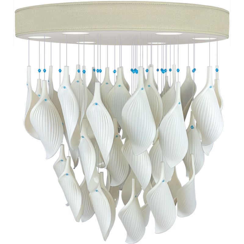 Дизайнерская люстра White Flower Petals высота 60 см Бежево-серый Белый в Твери | Loft Concept 