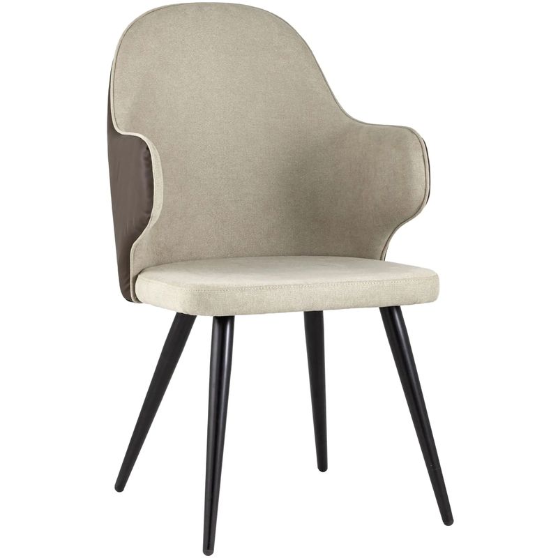 Стул Miruna Fabric and Leather Chair с Подлокотником Бежевый Коричневый Черный Стул Miruna Fabric and Leather Chair с Подлокотником Бежевый Коричневый Черный в Твери | Loft Concept