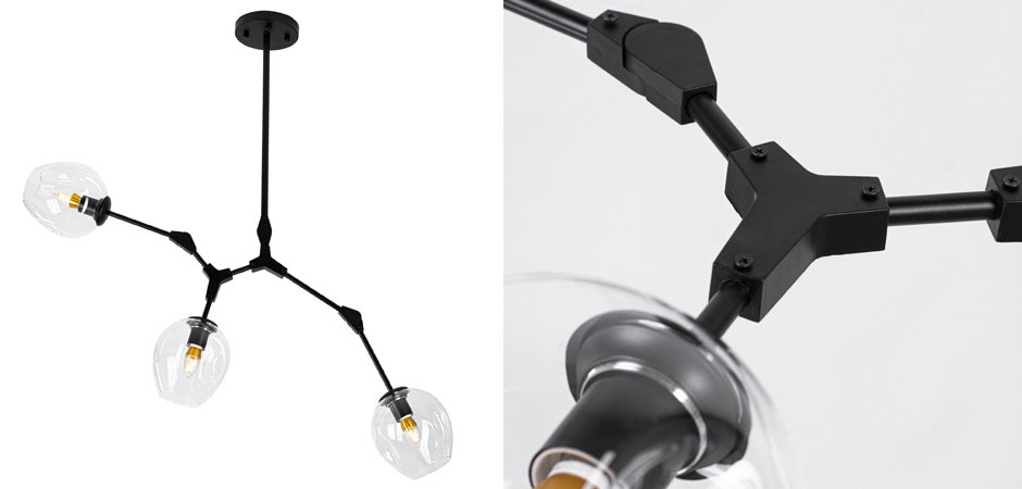Люстра Сrumpled Glass Bubble Chandelier Black 3 плафона Люстра Сrumpled Glass Bubble Chandelier Black 3 плафона - Loft-Concept в Твери