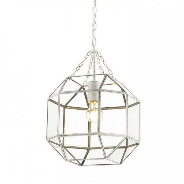 Подвесной светильник Glass & Metal Cage Pendant White Белый Подвесной светильник Glass & Metal Cage Pendant White Белый в Твери | Loft Concept