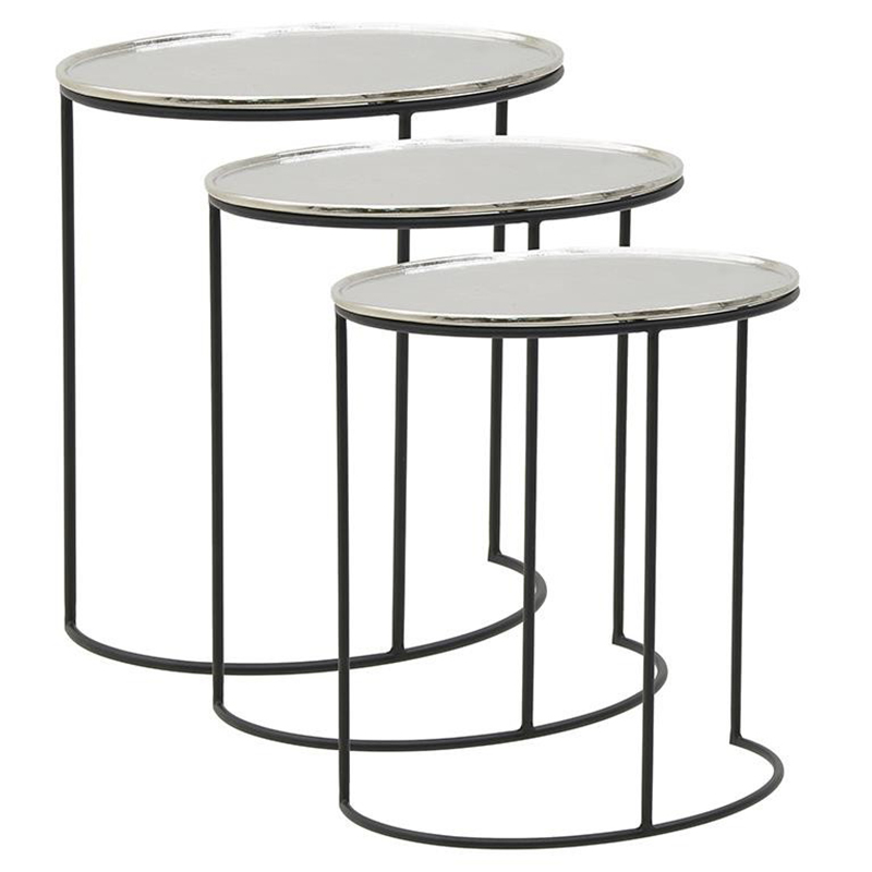 Комплект из 3-х приставных столов Heather Side Tables Черный Серебряный Комплект из 3-х приставных столов Heather Side Tables Черный Серебряный в Твери | Loft Concept