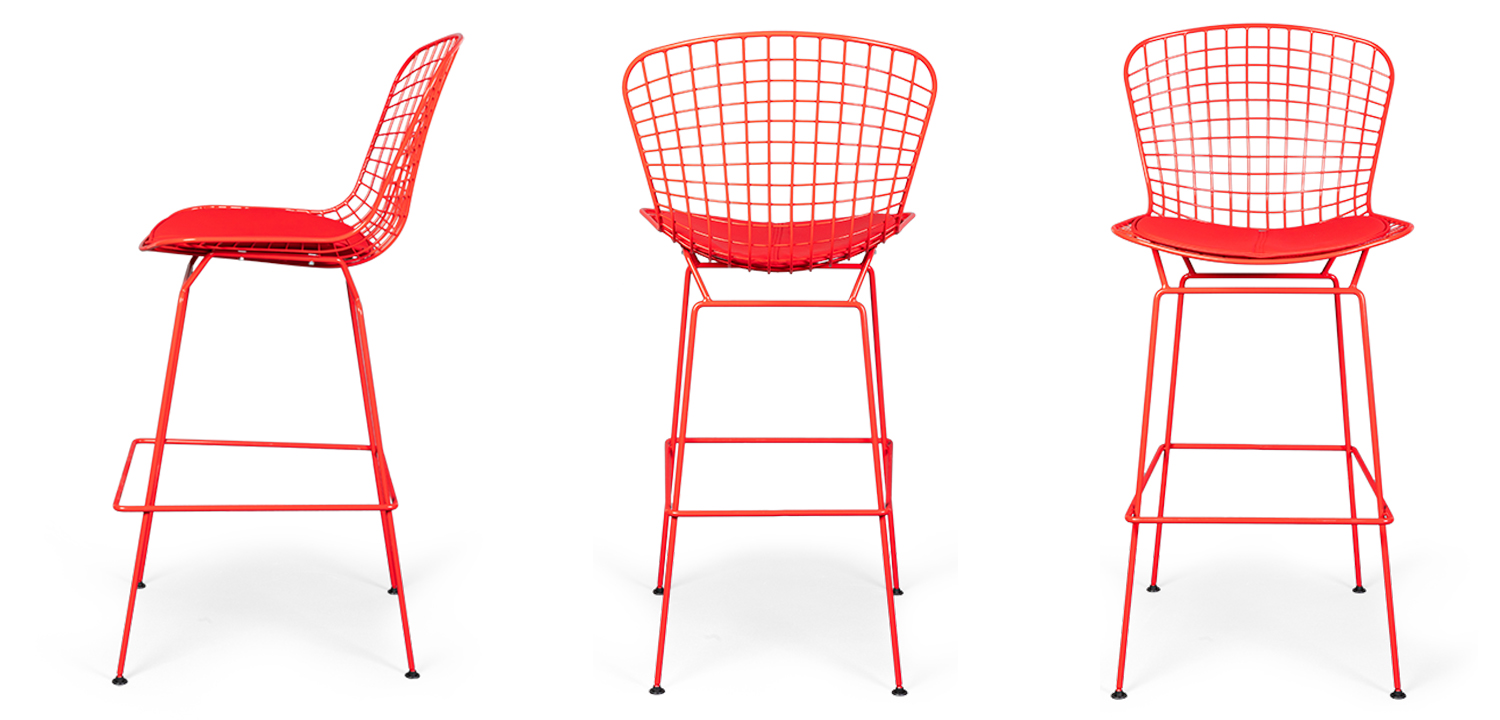 Барный стул Bertoia Barstool Red - фото