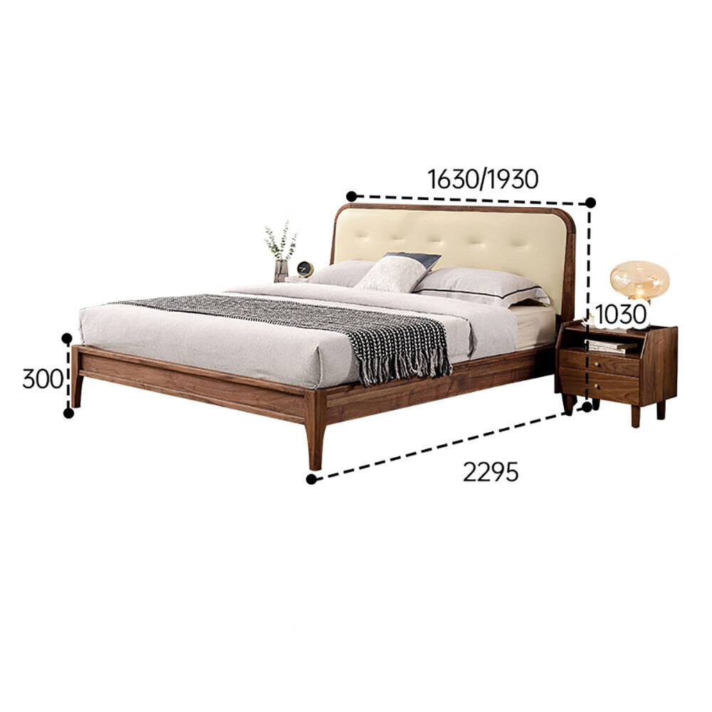 Кровать двуспальная с каркасом из дерева и мягким изголовьем Moon Walnut Bed Кровать двуспальная с каркасом из дерева и мягким изголовьем Moon Walnut Bed в Твери