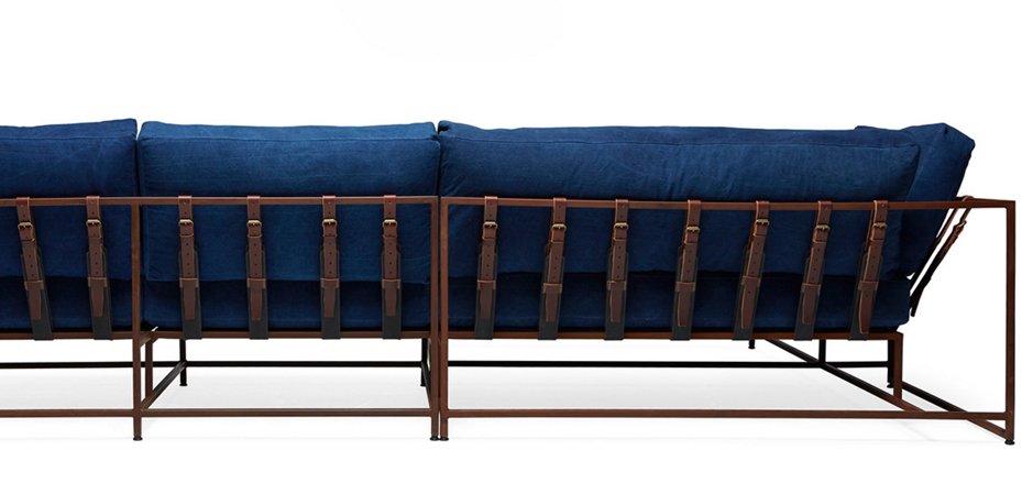 Угловой диван Indigo Denim and copper Sectional sofa Угловой диван Indigo Denim and copper Sectional sofa - Loft-Concept в Твери