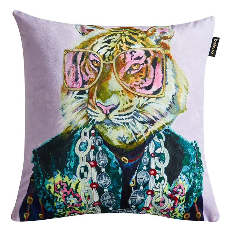 Декоративная подушка Стиль Gucci Tiger Fashion Animals Cushion Сиреневый Мульти Декоративная подушка Стиль Gucci Tiger Fashion Animals Cushion Сиреневый Мульти в Твери | Loft Concept