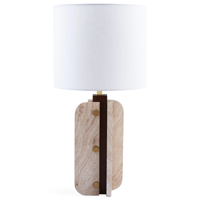 Настольная лампа TOPANGA COLUMN TABLE LAMP Белый Латунь Коричневый Бежевый Настольная лампа TOPANGA COLUMN TABLE LAMP Белый Латунь Коричневый Бежевый в Твери | Loft Concept