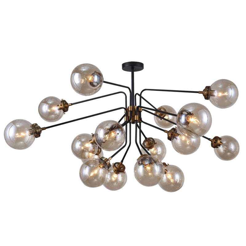 Большой Светильник Bistro Ceiling Globe 16 Черный Стекло Смок Большой Светильник Bistro Ceiling Globe 16 Черный Стекло Смок в Твери | Loft Concept