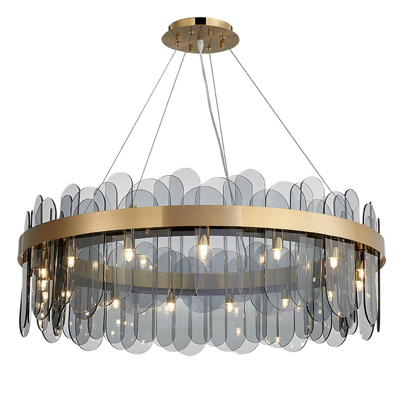Люстра Blount Chandelier Smokey Латунь Стекло Смок Люстра Blount Chandelier Smokey Латунь Стекло Смок в Твери | Loft Concept