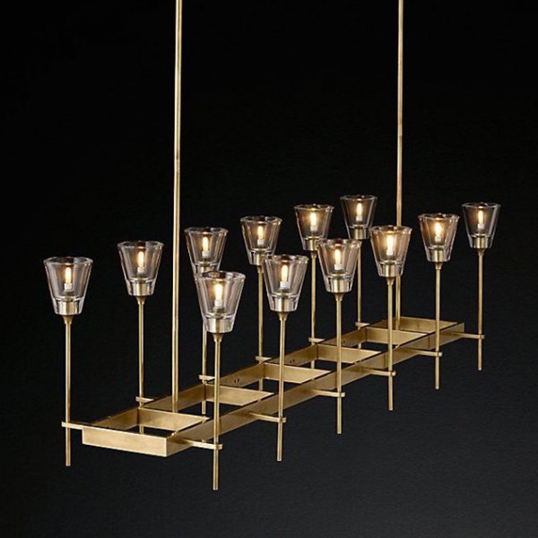 Люстра RH TORCHE DE VERRE Linear Chandelier 12 Латунь Люстра RH TORCHE DE VERRE Linear Chandelier 12 Латунь в Твери | Loft Concept
