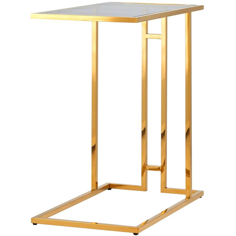 Стол приставной Lasker Milan Tables Gold Золотой Стекло Смок в Твери | Loft Concept 