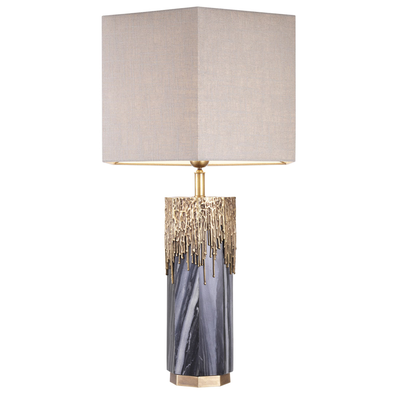 Настольная лампа Eichholtz Table Lamp Miller Серый Бежево-серый Винтажная латунь Настольная лампа Eichholtz Table Lamp Miller Серый Бежево-серый Винтажная латунь в Твери | Loft Concept