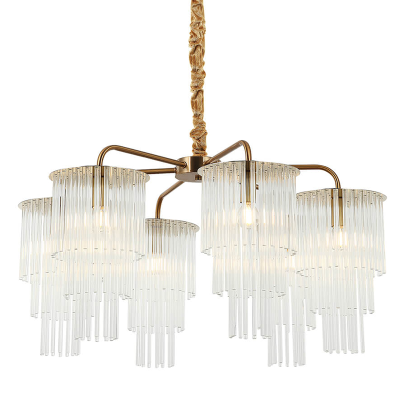 Люстра Harrison Chandelier gold 6 lamp Глянцевое золото Прозрачный Люстра Harrison Chandelier gold 6 lamp Глянцевое золото Прозрачный в Твери | Loft Concept