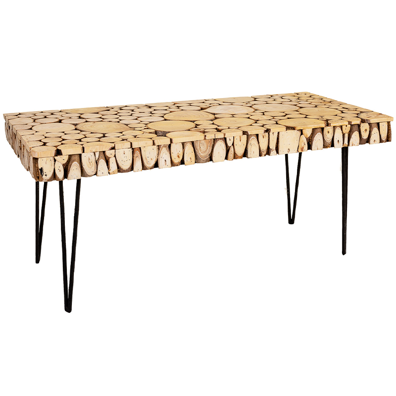 Кофейный стол с деревянной столешницей Wooden Cuts Coffee Table Коричневый Древесина Черный Кофейный стол с деревянной столешницей Wooden Cuts Coffee Table Коричневый Древесина Черный в Твери | Loft Concept