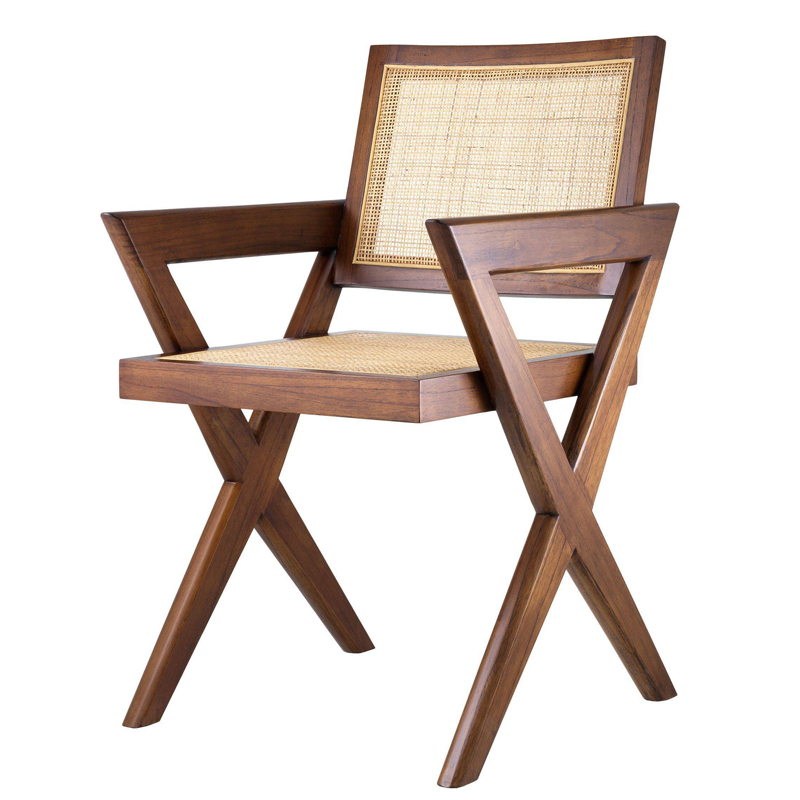 Стул Eichholtz Dining Chair Augustin brown Коричневый Бежевый в Твери | Loft Concept 