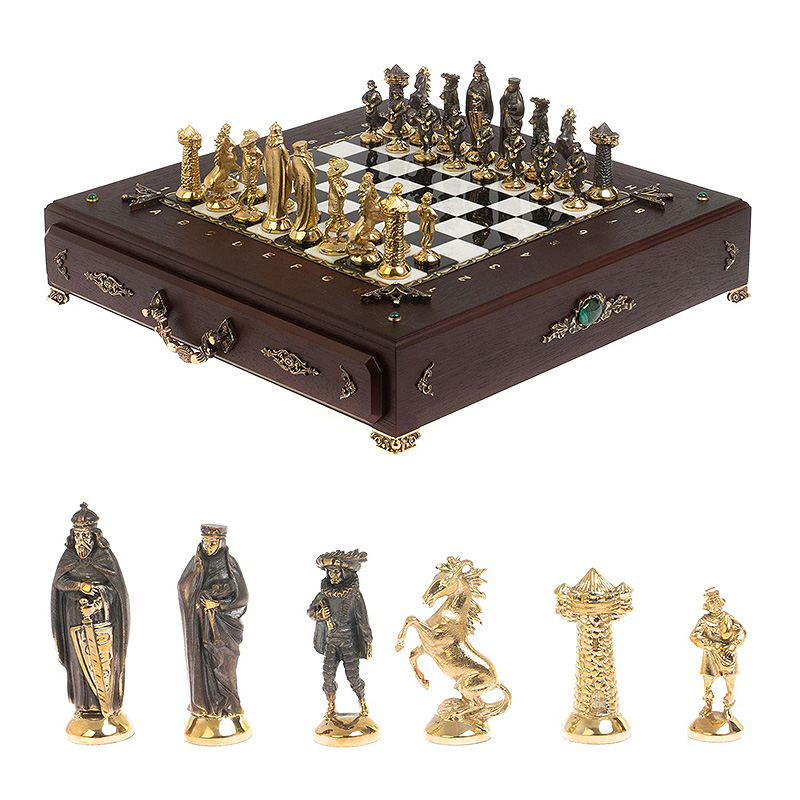 Шахматы в ларце из натуральных камней Змеевик Малахит Мрамор Decorative Thematic Chess Бронза Золотой Черный Белый Коричневый Малахит Шахматы в ларце из натуральных камней Змеевик Малахит Мрамор Decorative Thematic Chess Бронза Золотой Черный Белый Коричневый Малахит в Твери | Loft Concept