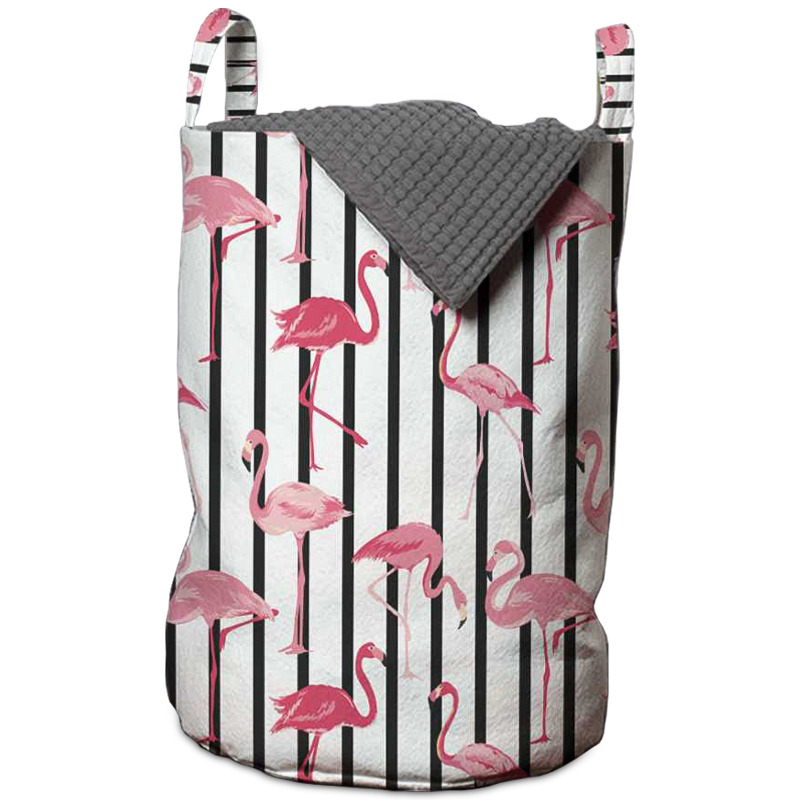 Корзина Flamingo Stripes Basket Черно-белый Розовый пастельный Корзина Flamingo Stripes Basket Черно-белый Розовый пастельный в Твери | Loft Concept