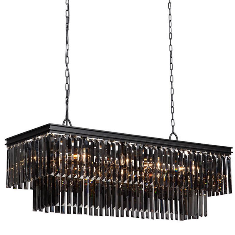 Люстра Odeon Gray glass Rectangular Chandelier Black iron стекло Смок длина 120 Черный матовый Люстра Odeon Gray glass Rectangular Chandelier Black iron стекло Смок длина 120 Черный матовый в Твери | Loft Concept