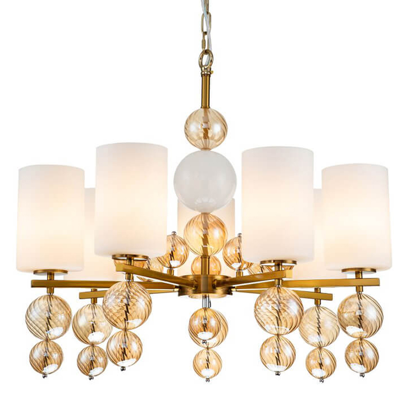 Люстра Blown Glass Balloons Chandelier 7 Латунь Белый Янтарный Люстра Blown Glass Balloons Chandelier 7 Латунь Белый Янтарный в Твери | Loft Concept