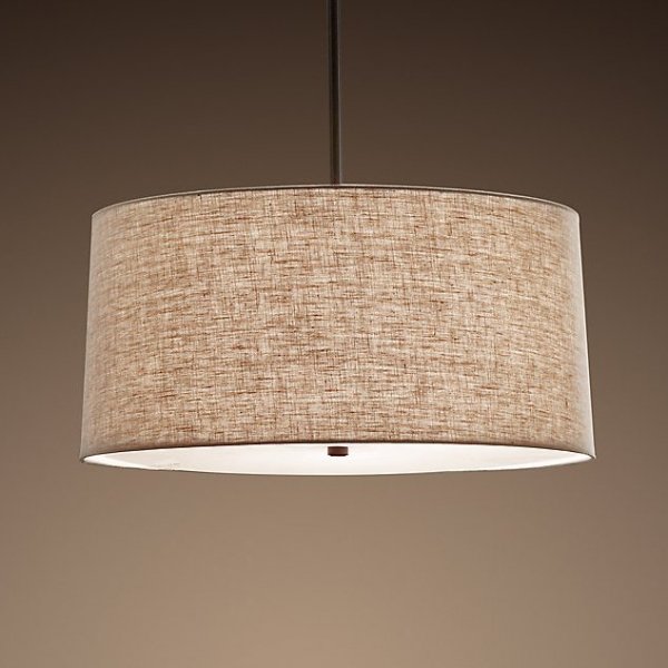 Люстра RH ROUND Linen Shade Pendant Бежево-серый Люстра RH ROUND Linen Shade Pendant Бежево-серый в Твери | Loft Concept