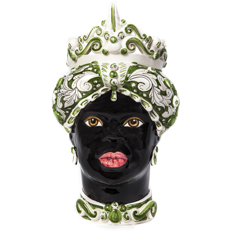 Ваза VASE MORO LADY MEDIUM green Черный Белый Зеленый Ваза VASE MORO LADY MEDIUM green Черный Белый Зеленый в Твери | Loft Concept