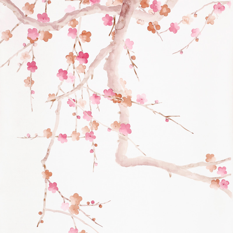 Обои ручная роспись Plum Blossom Bleached on Bleached White dyed silk Обои ручная роспись Plum Blossom Bleached on Bleached White dyed silk в Твери | Loft Concept