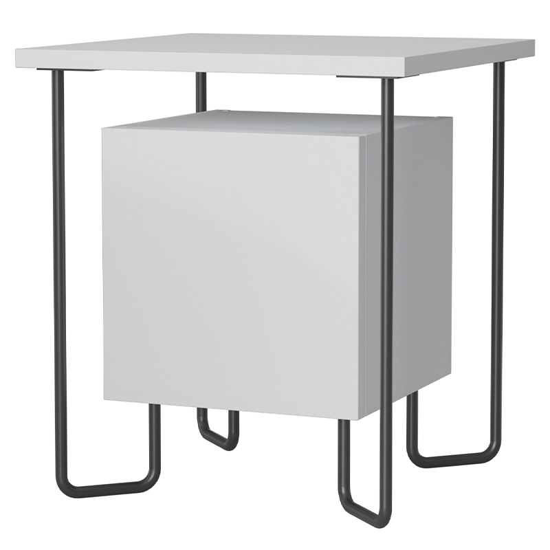Прикроватная тумба белого цвета с дверцей ACRES NIGHTSTAND WHITE Белый Черный Прикроватная тумба белого цвета с дверцей ACRES NIGHTSTAND WHITE Белый Черный в Твери | Loft Concept