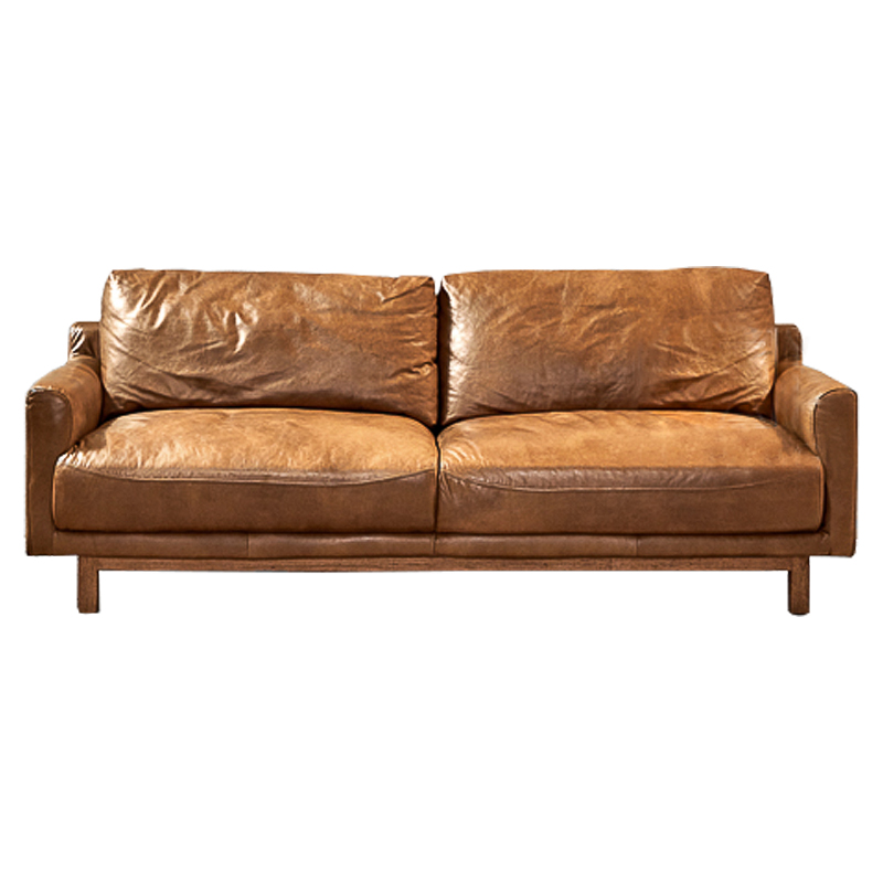 Диван Caramel Leather & Wood Triple Sofa Карамель Диван Caramel Leather & Wood Triple Sofa Карамель в Твери | Loft Concept