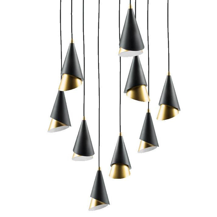 Люстра Lucio Black and Gold 9 Черный Золотой Люстра Lucio Black and Gold 9 Черный Золотой в Твери | Loft Concept