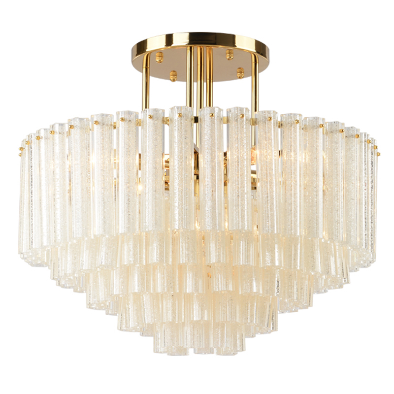 Люстра потолочная на штанге Textured Glass Chandelier Золотой Прозрачное Стекло Люстра потолочная на штанге Textured Glass Chandelier Золотой Прозрачное Стекло в Твери | Loft Concept