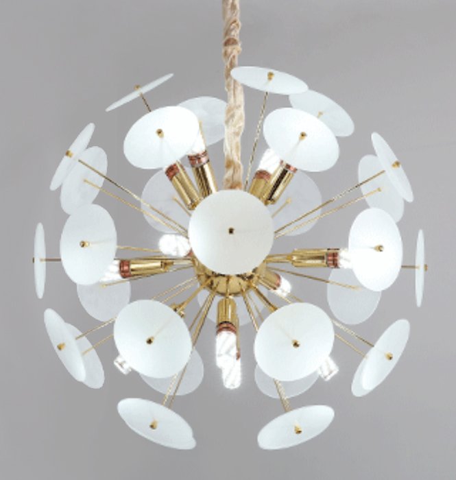 Люстра Sputnik Glass Lenz White Chandelier Золотой Белый в Твери | Loft Concept 