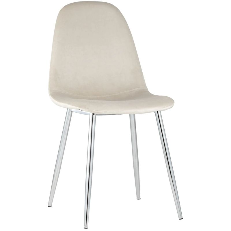 Стул Archie Chair Молочный Велюр Хромированные ножки Молочный Серебряный Стул Archie Chair Молочный Велюр Хромированные ножки Молочный Серебряный в Твери | Loft Concept