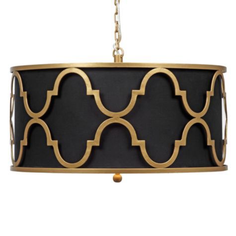 Люстра Black Shade Gold Quatrefoil Overlay Drum Pendant Черный Люстра Black Shade Gold Quatrefoil Overlay Drum Pendant Черный в Твери | Loft Concept