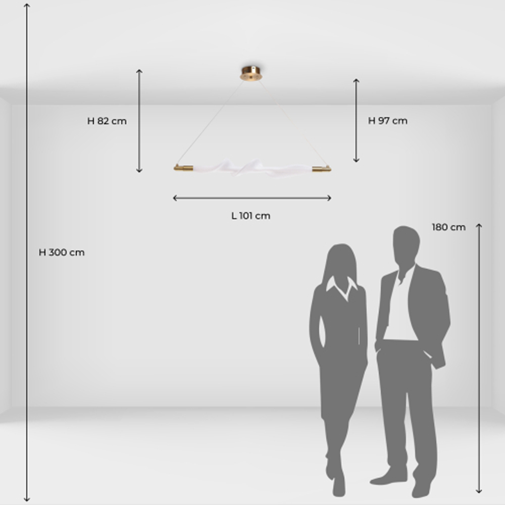 Люстра горизонтальная с волнистым белым плафоном Golden Swirl в Твери