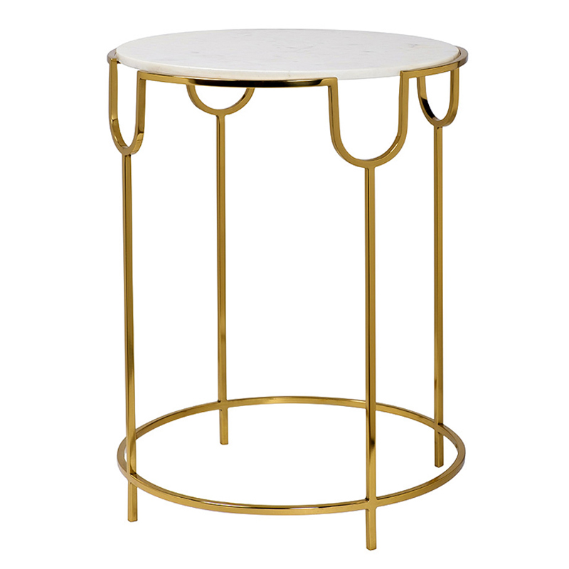 Приставной стол Bettina Side Table Глянцевое золото Белый Мрамор Bianco Приставной стол Bettina Side Table Глянцевое золото Белый Мрамор Bianco в Твери | Loft Concept