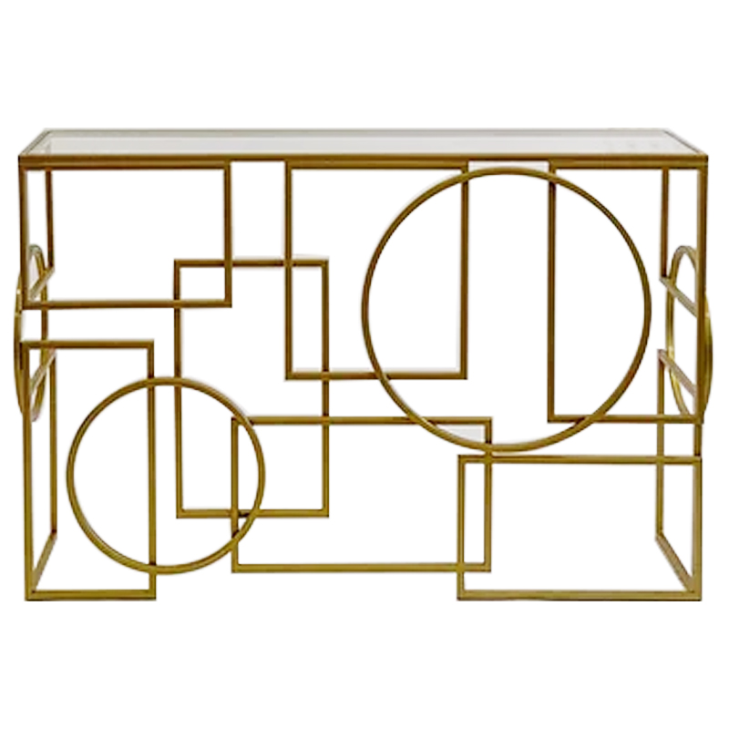 Консоль Geometric Figures Gold Console Золотой Прозрачное Стекло Консоль Geometric Figures Gold Console Золотой Прозрачное Стекло в Твери | Loft Concept
