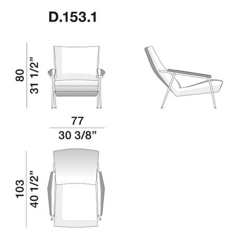 Дизайнерское кресло с подлокотниками Gio Ponti D.153.1 Armchair Дизайнерское кресло с подлокотниками Gio Ponti D.153.1 Armchair в Твери