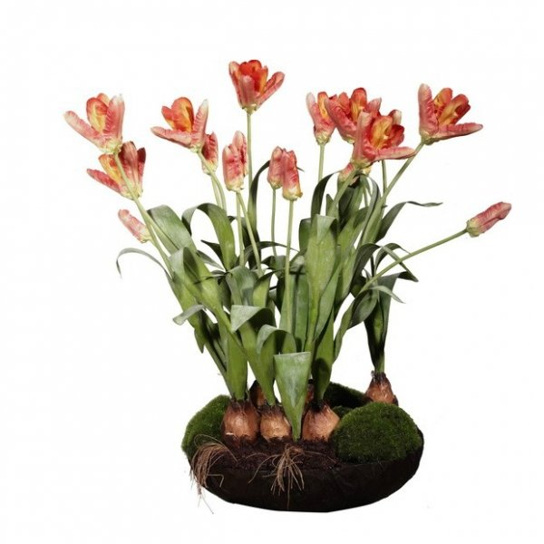 Декоративный искусственный цветок Orange Tulips Зеленый Оранжевый Декоративный искусственный цветок Orange Tulips Зеленый Оранжевый в Твери | Loft Concept