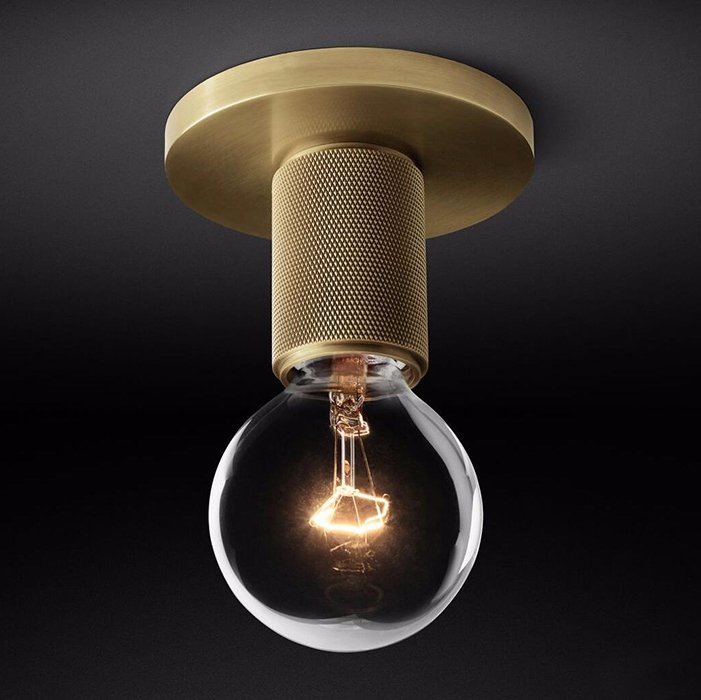 Потолочный светильник RH Utilitaire Socket Flushmount Brass Латунь в Твери | Loft Concept 
