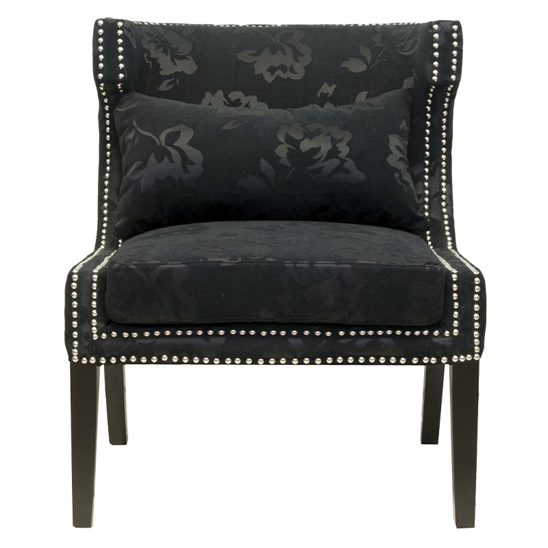 Полукресло с мягкой обивкой из жаккарда на 4-х ножках из массива березы Baroque Armchair black Черный Полукресло с мягкой обивкой из жаккарда на 4-х ножках из массива березы Baroque Armchair black Черный в Твери | Loft Concept