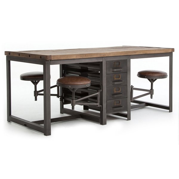 Большой рабочий стол Rupert Work Table Rustic Дуб темный Графит Большой рабочий стол Rupert Work Table Rustic Дуб темный Графит в Твери | Loft Concept