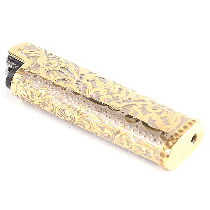 Зажигалка газовая в металлическом чехле с гравировкой Metal Lighters Никель Золотой в Твери | Loft Concept 