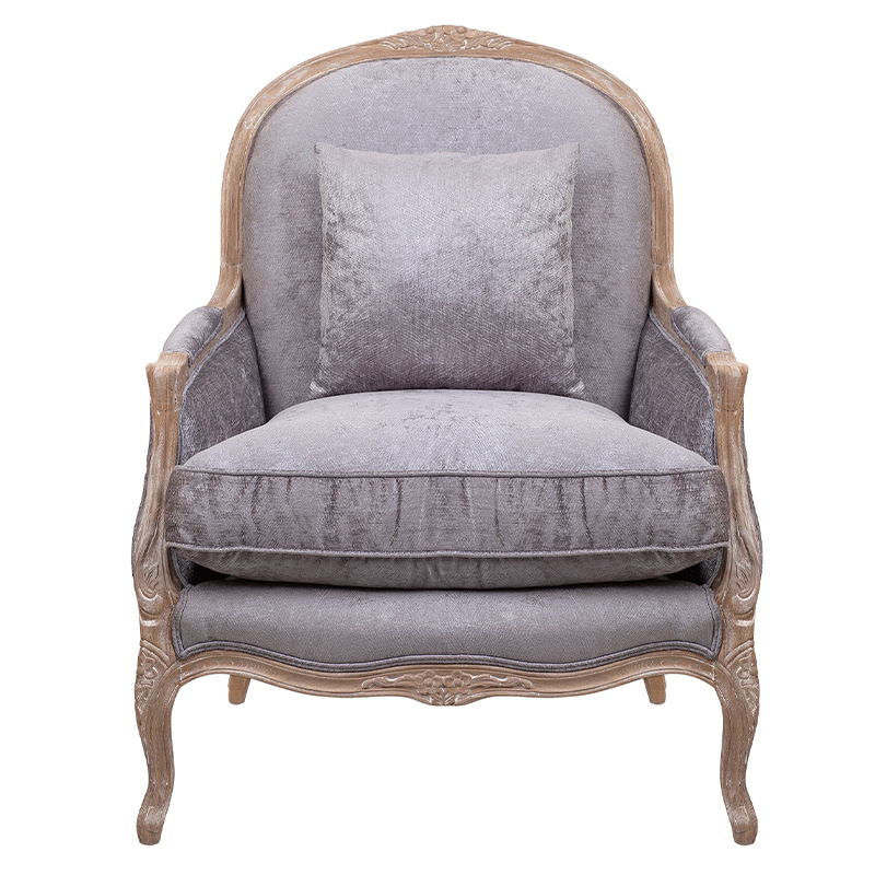 Кресло Ava Classical Armchair brown and grey velour Серый Коричневый в Твери | Loft Concept 