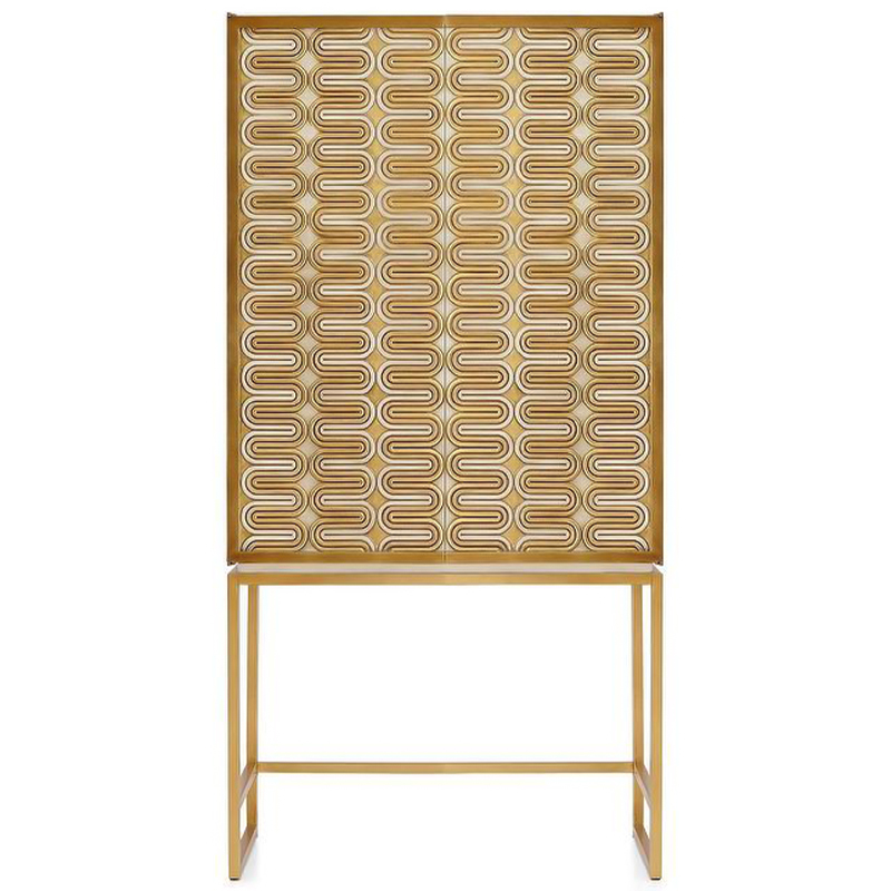 Шкаф Park Avenue Brass Wave Pattern Bar Cabinet Белый Золотой Шкаф Park Avenue Brass Wave Pattern Bar Cabinet Белый Золотой в Твери | Loft Concept