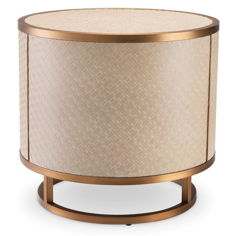 Приставной стол Eichholtz Side Table Napa Valley oak Бежевый Матовая латунь в Твери | Loft Concept 