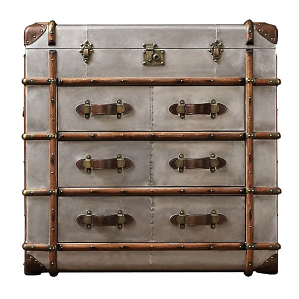 Комод в стиле Лофт RH Richards Polished Aluminum Trunks Chest Алюминий Коричневый винтаж Комод в стиле Лофт RH Richards Polished Aluminum Trunks Chest Алюминий Коричневый винтаж в Твери | Loft Concept