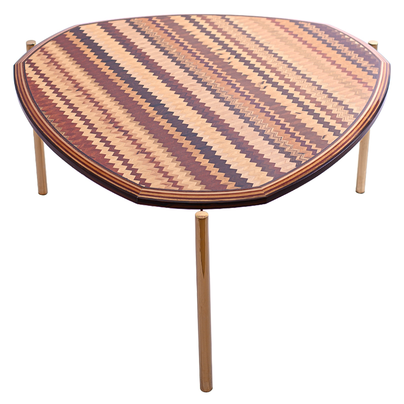 Кофейный стол Zig Zag Coffee Table Коричневый Золотой Кофейный стол Zig Zag Coffee Table Коричневый Золотой в Твери | Loft Concept