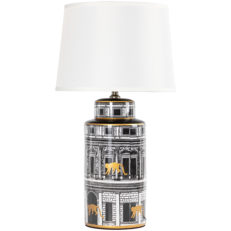Настольная лампа Old Town Lampshade Black White Черно-белый Золотой Белый Настольная лампа Old Town Lampshade Black White Черно-белый Золотой Белый в Твери | Loft Concept