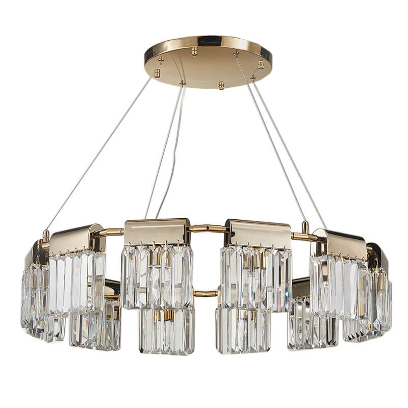 Люстра Crystal Pendants gold 12 Глянцевое золото Прозрачное Стекло Люстра Crystal Pendants gold 12 Глянцевое золото Прозрачное Стекло в Твери | Loft Concept