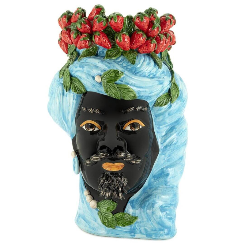 Ваза VASE STRAWBERRIES HEAD MAN BIG Blue Красный Голубой Ваза VASE STRAWBERRIES HEAD MAN BIG Blue Красный Голубой в Твери | Loft Concept