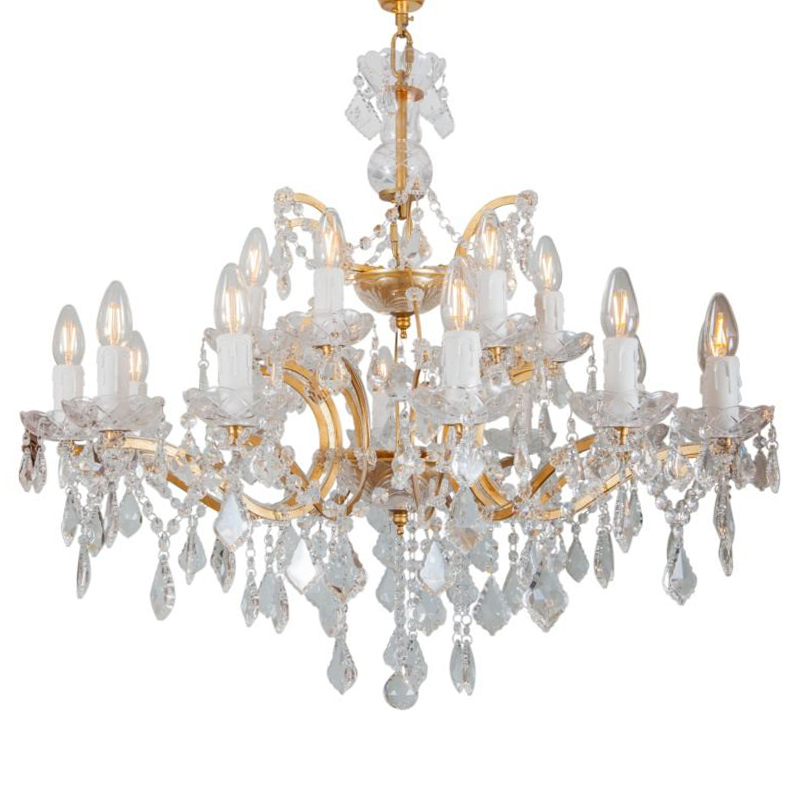 Люстра 19th c. Rococo IRON & CLEAR CRYSTAL GOLD Chandelier 18 Золотой Прозрачное Стекло Люстра 19th c. Rococo IRON & CLEAR CRYSTAL GOLD Chandelier 18 Золотой Прозрачное Стекло в Твери | Loft Concept